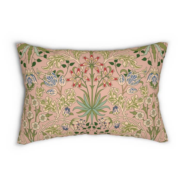 Cuscino Lombare ispirato a William Morris - Collezione Giacinto (Fioritura) per la vendita all'ingrosso da parte di Willy Morris Home Emporium