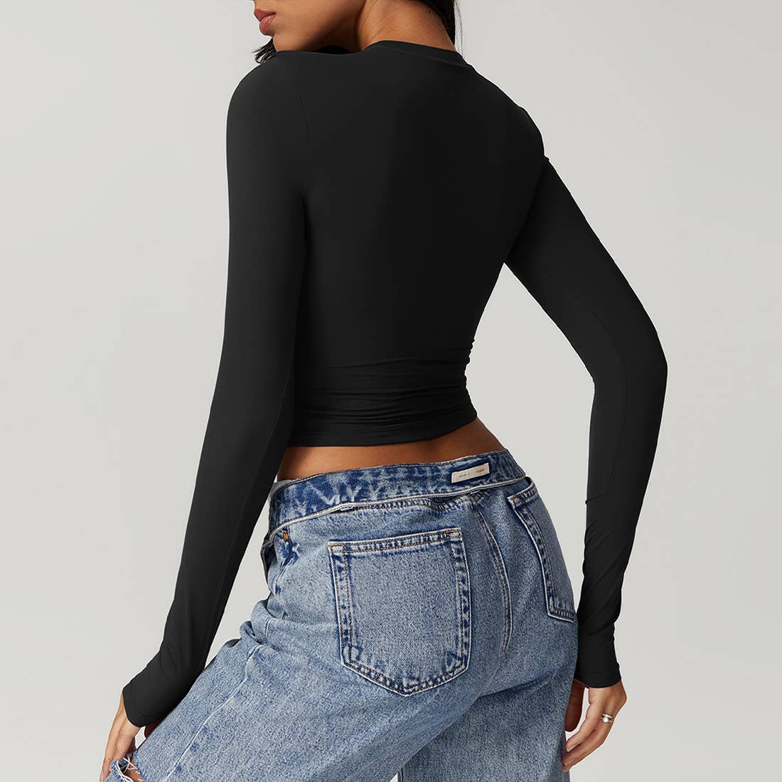 Sodalemon - Wholesale Sporttop - Dames - Sport Solid Crop Top T-shirt met lange mouwen voor dames10