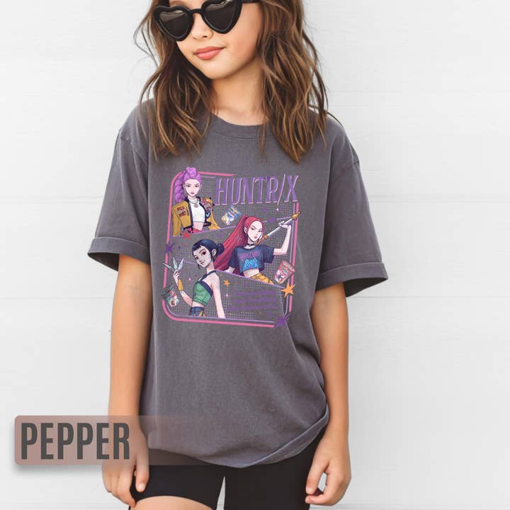 Glaime - Wholesale Screen Printed T-Shirt - Kids - Comfort Colors Huntrix Girls Youth Shirt,Kpop Lovers Kid Tee1