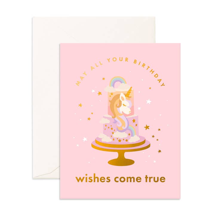 Birthday Cake Unicorn Greeting Card for wholesale by Fox & Fallow