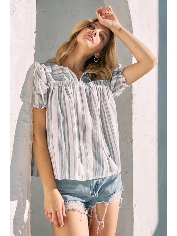 Oddi - Vente Chemisier – femme - Blouse imprimée à rayures teintées3