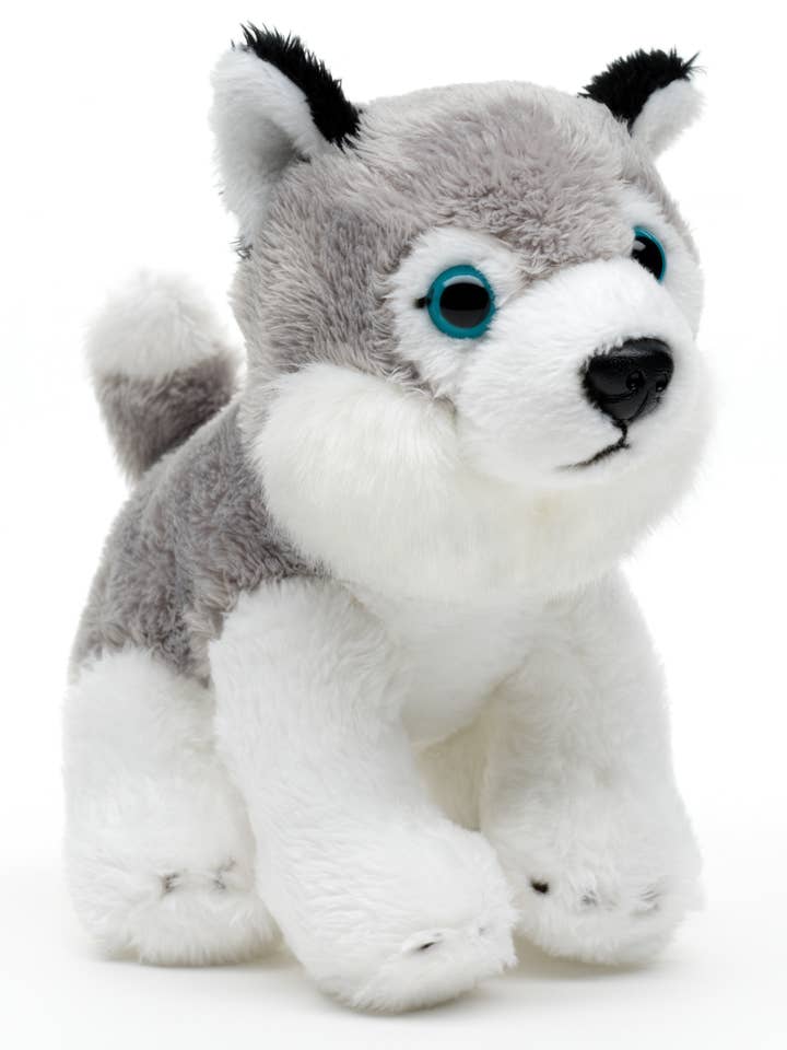 Husky Plushie, sitting - 13 cm (length) - cuddly/plush toy for wholesale by Uni Toys