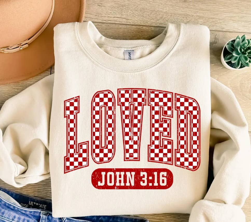 Southern Backroad Tees LLC - Wholesale Graphic Sweatshirt - Women's - Loved John 3:16 Valentines Sweatshirt