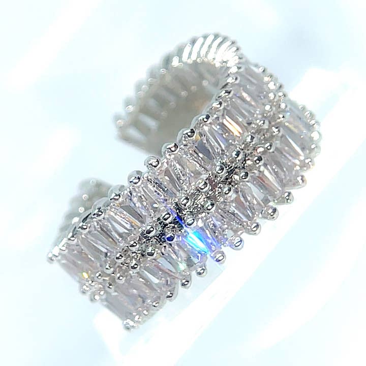 Pulseira de anel de cristal robusto ajustável, glam classy glam silver por atacado de Holicca