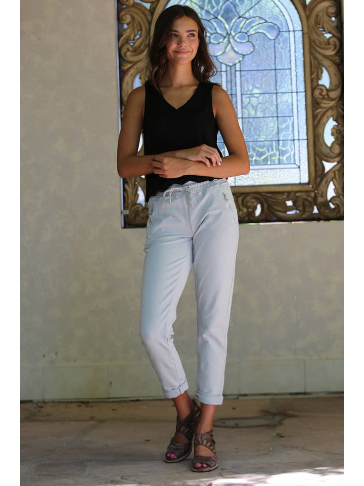 Nostalgia - Vente Pantalon d'intérieur/de jogging – femme - JOGG DE JOGGING EN TISSU ÉPONGE NP746-ASIS AVEC LIEN À NOUER SUR LE DEVANT ET POCHE ZIPPÉE2