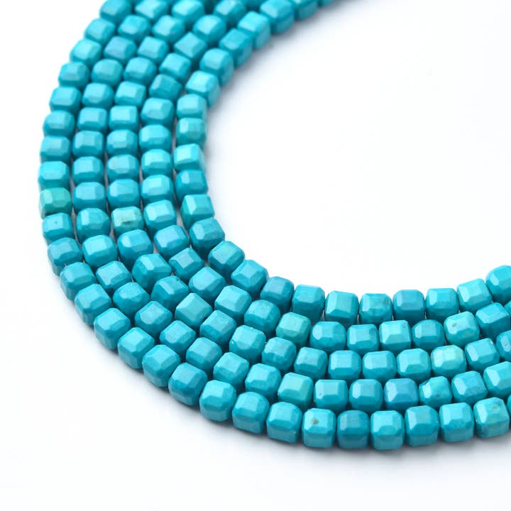 Perles de pierres précieuses en cube facetté turquoise Candelaria TUQ096 pour la vente par Beads Creation