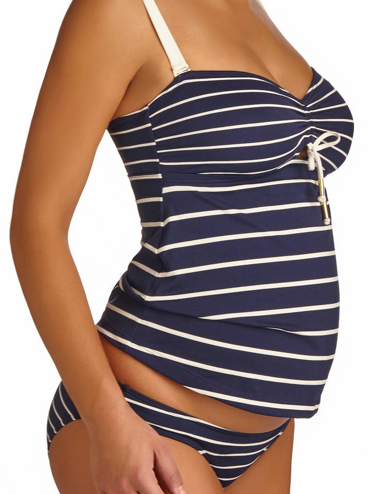 San Marino Piqué Striped Tankini para venta al por mayor de Pez D'Or