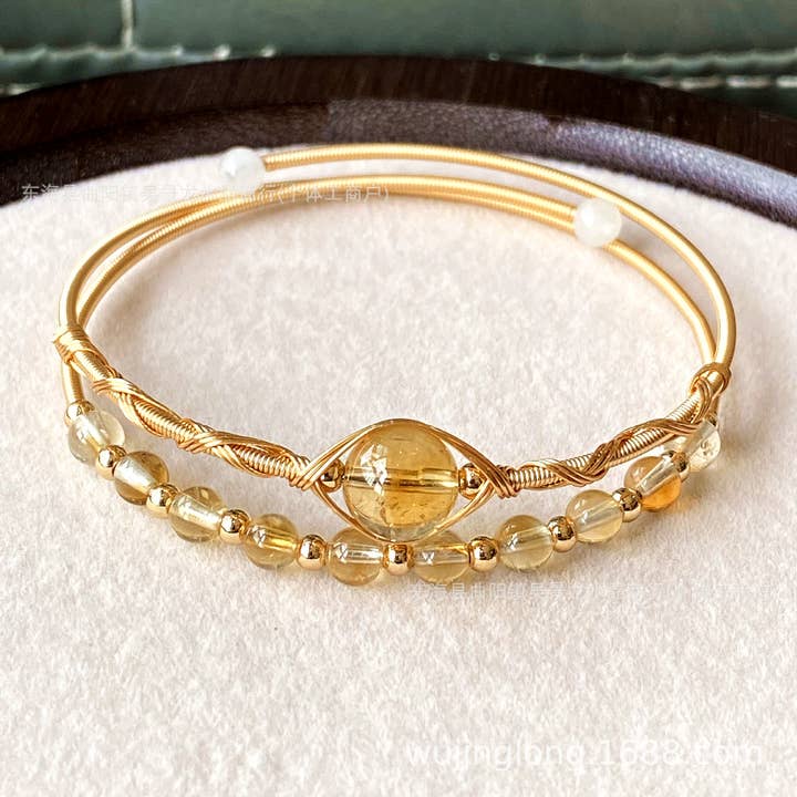 Citrine Solar Trådarmband – 14K Guldpläterad för wholesale av Auris Space