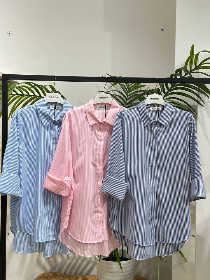 Camisa de algodón a rayas para venta al por mayor de ADORA