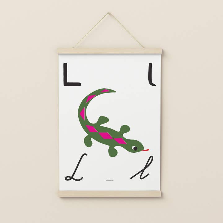 Illustrated Letter L Retro Art Print for wholesale by Know It All Prints