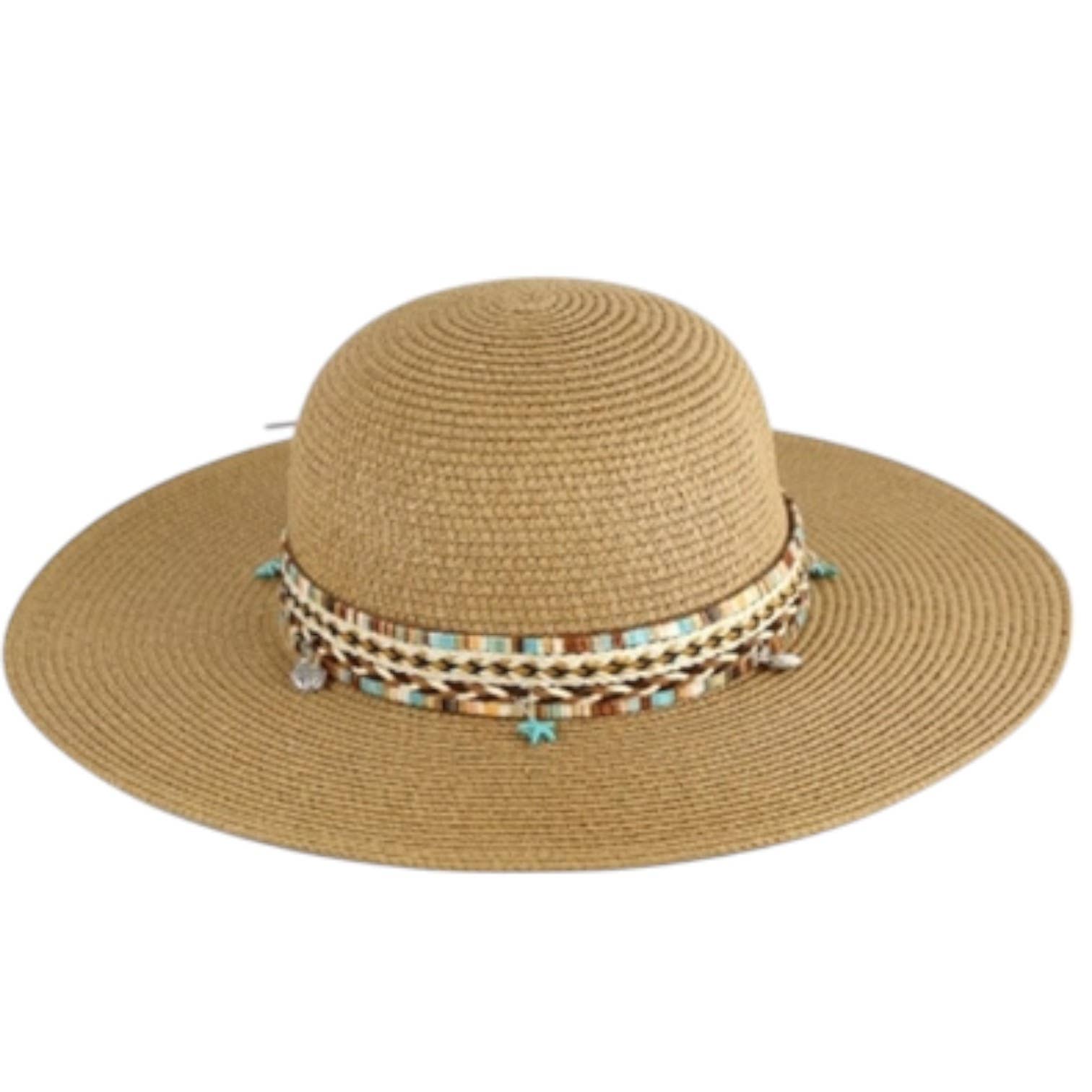 Portia Hat - Wholesale Straw Hat - Women's - Bohemian Beaded Wide Brim Sun Hat 1