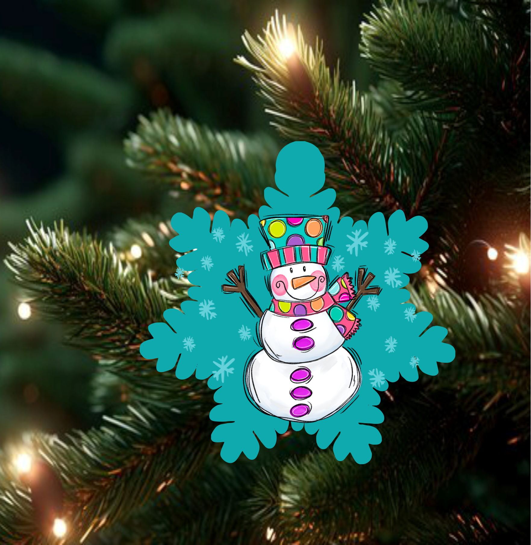 Shades Jewelry & Gifts - Vente Objets de décoration - Ornement Flocon de Neige Bonhomme de Neige Turquoise,0