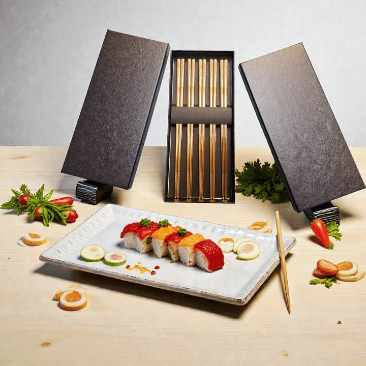Chopstick Set - Cadeaubox 5 paar - Zilver of Goud voor wholesale door Sostraw & SmartThings