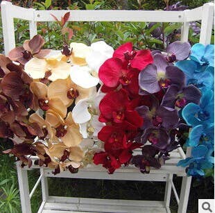 Sweet Home Deco - Wholesale Artificial Flowers - 38'' Flannel Phanaenopsis Orchid Silk Artificial Spray Red2