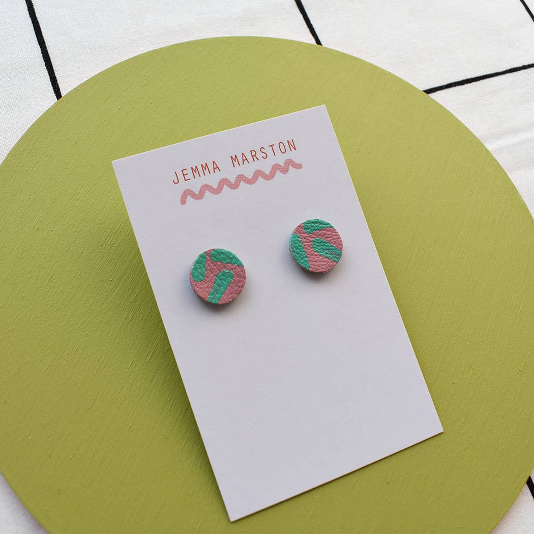 Jemma Marston - Wholesale Stud/Post Earrings - Colour Mini Leather Painted Stud Earrings2