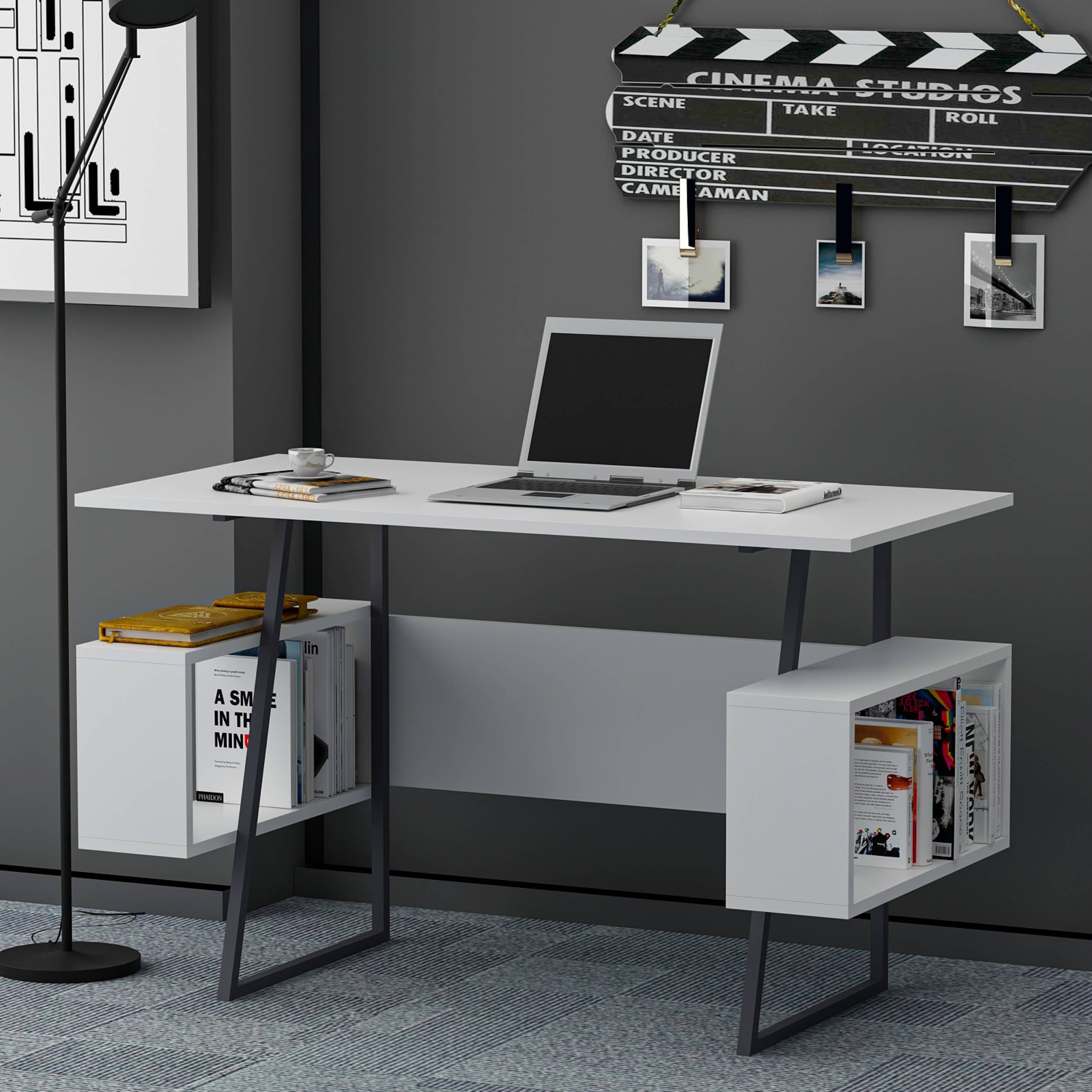 P&W Design - Venta al por mayor Juegos de escritorio - Escritorio de estudio P&W con estantes para ordenador portátil1