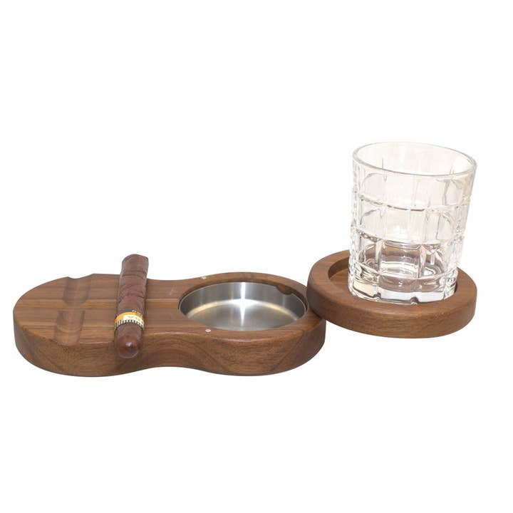 AULICA - Wholesale Cocktail/Liquor Glass - 310ml whiskey glass with wooden tray1