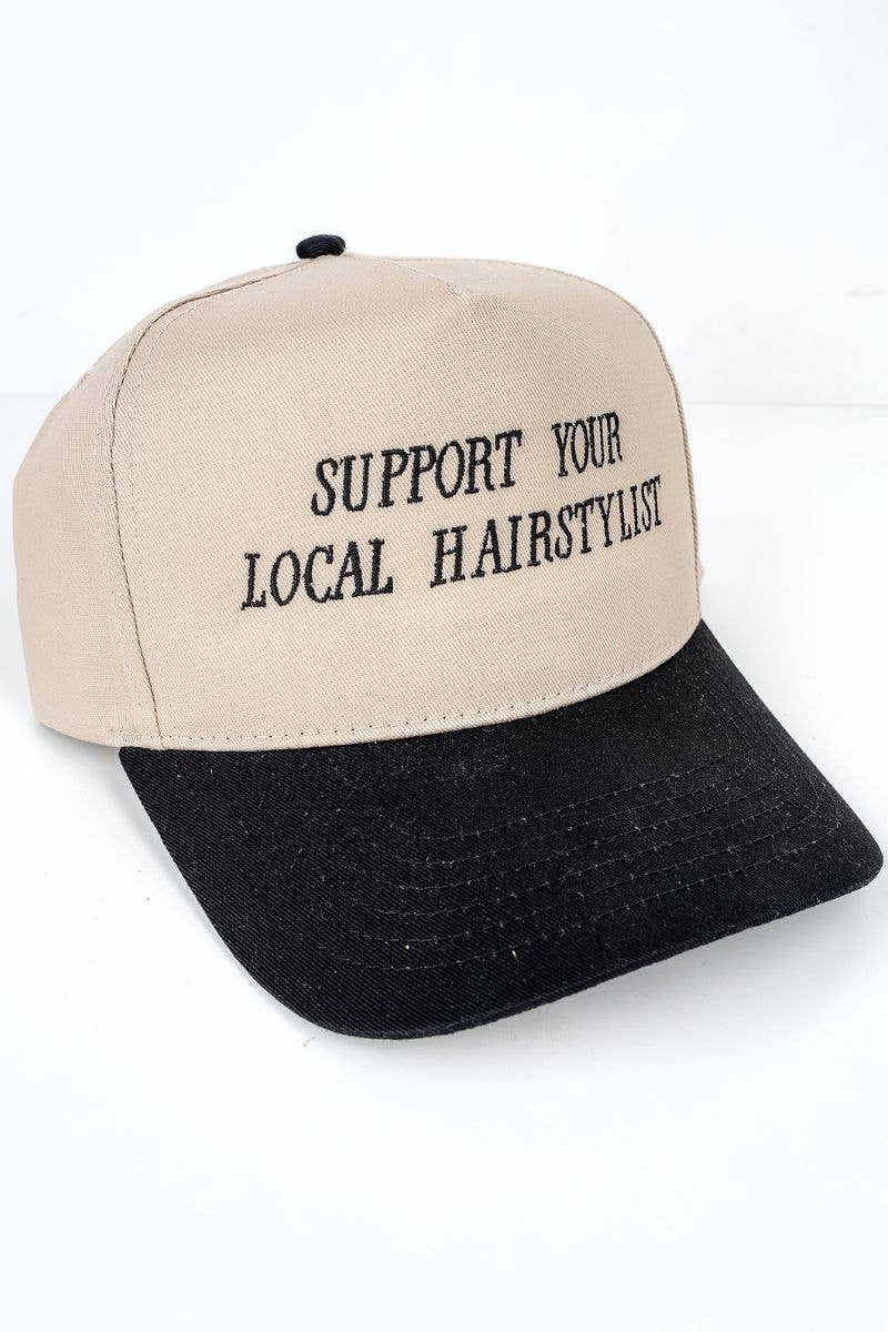 Wholesale Accessory Market - Wholesale Trucker Hat - Women's - Support Your Local Hairstylist Embroidered Five Panel Twill Cap1