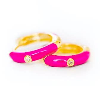 Emalje CZ Huggies | Hot Pink for engroshandel hos Golden Thread