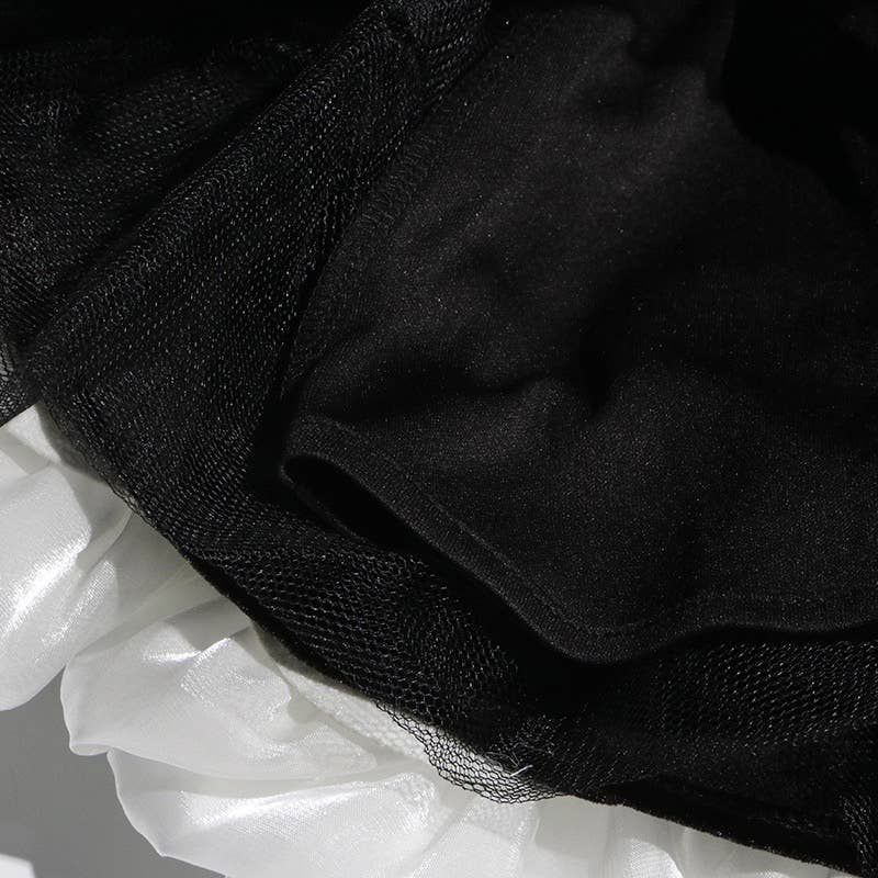 Black DR439 Style Tube Top Dress with 3D Floral Hemline for Women for wholesale on Faire14