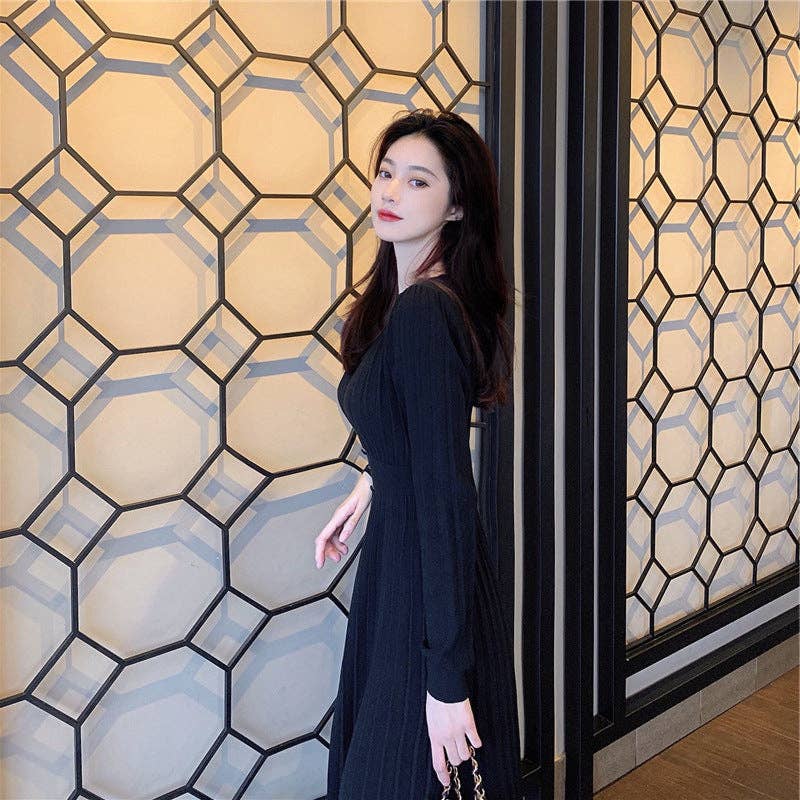 Marayn - Wholesale Dress - Women's - HighWaisted Knit Dress Chic Korean Style for Fall21