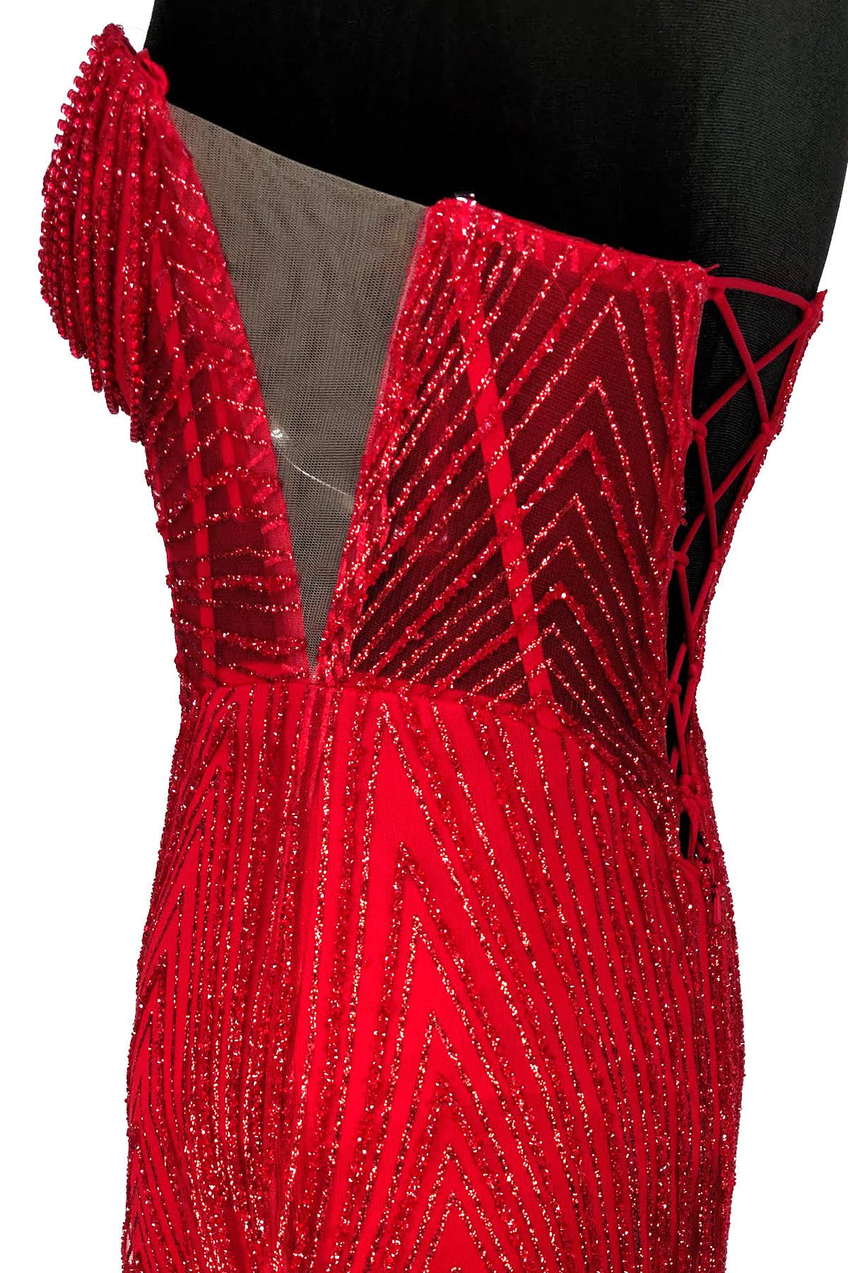 Chicas - Wholesale Gown - Women's - Long sparkling mermaid dress with hanging jewels CF00111