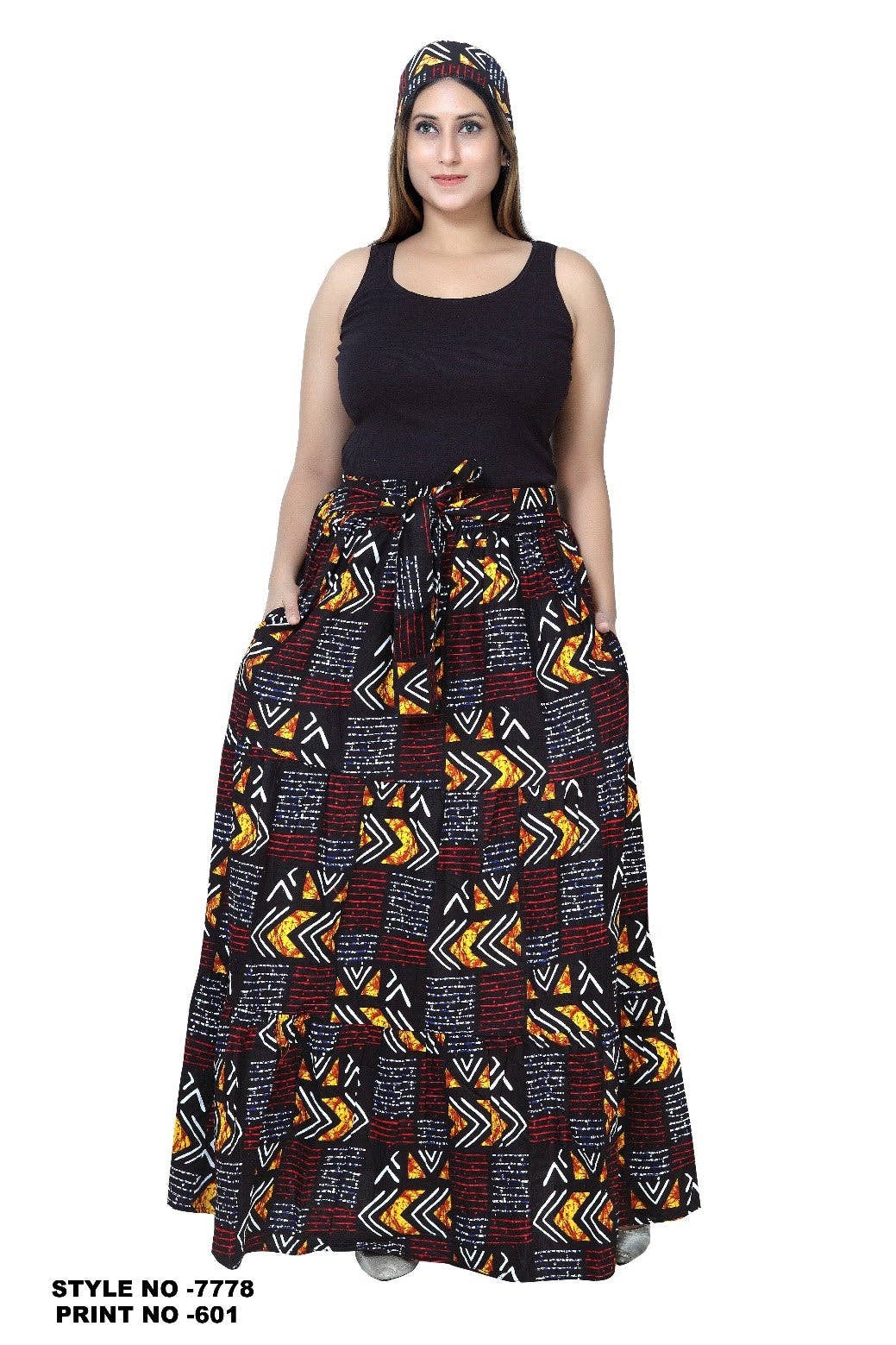 KaraChic - Vendita all'ingrosso Gonna - Donna - Gonna da donna con stampa africana a 3 strati1