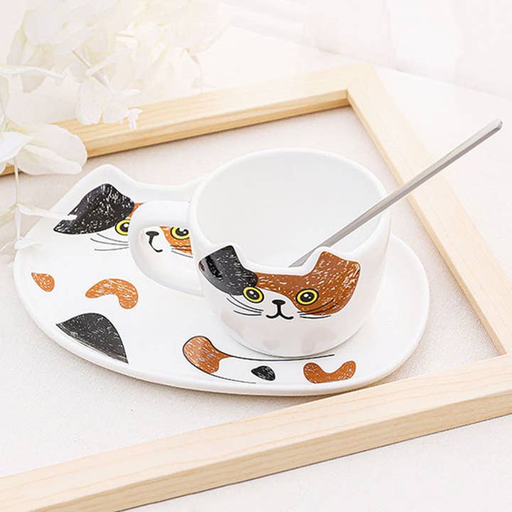 Sensibling Corp. - Wholesale Coffee mug - Cat Ceramic Mug Cup and Saucer Set