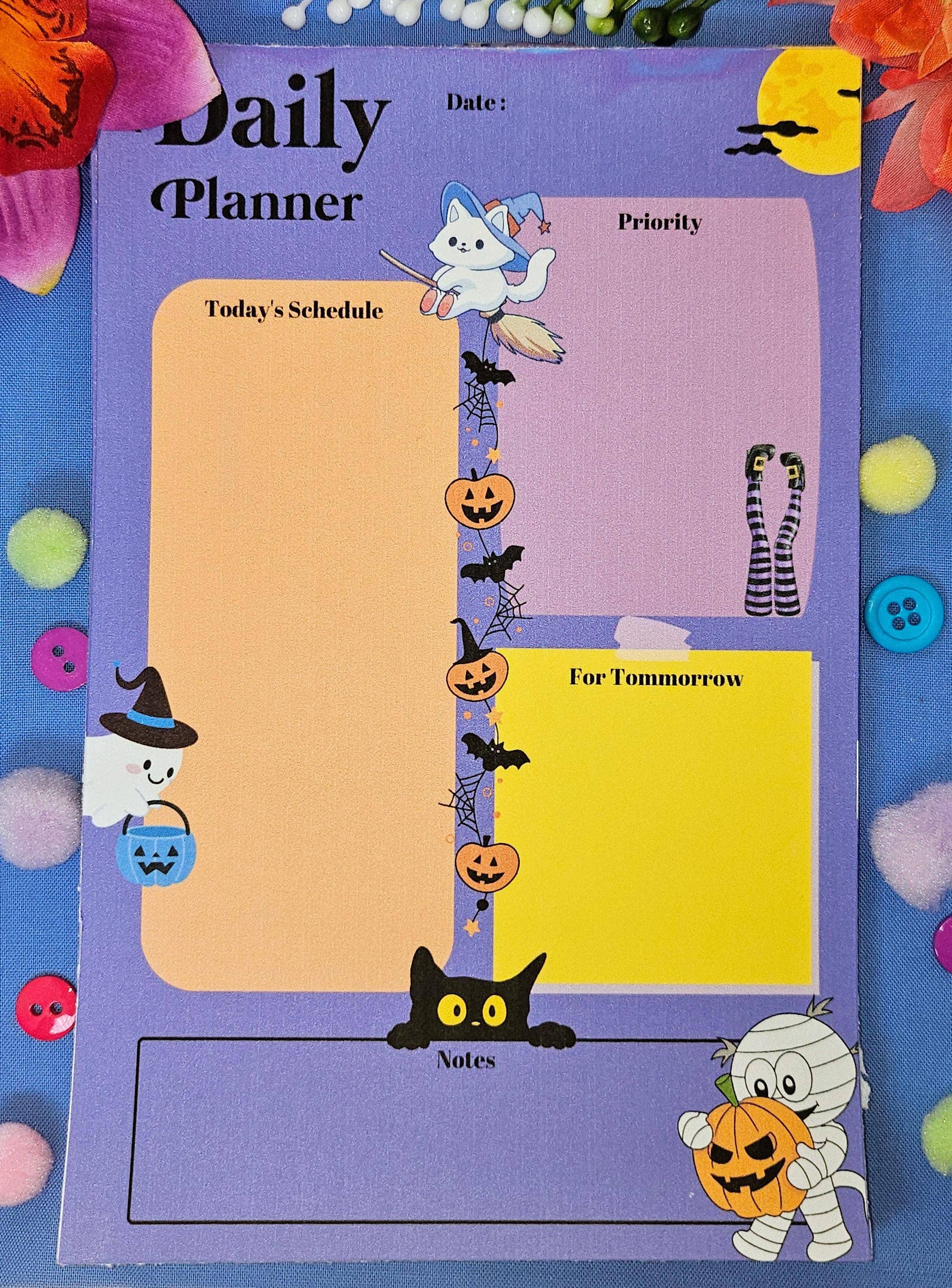 Autumnmist Boutique - Wholesale Planner - Happy Halloween Whiskers Daily Planner Notepad 5.5" x 8.5"1