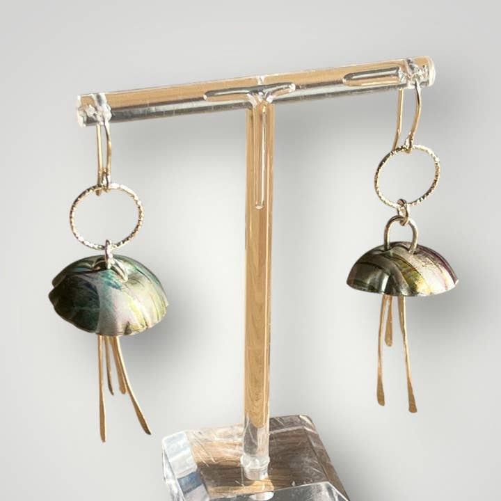 Boucles d'oreilles en argent sterling et aluminium Tidebell pour la vente par Rachel Stowe Jewellery
