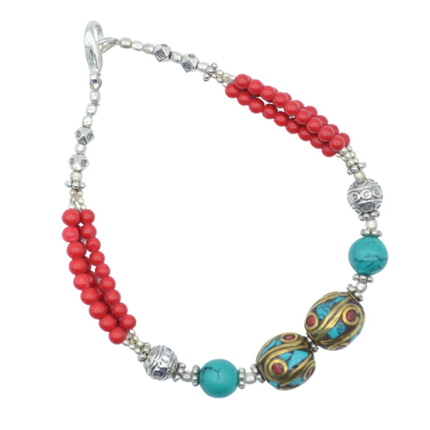 Didi Bahini Fair Trade - Wholesale Beaded Bracelet - Kailash Coral Tibetan Bracelet2