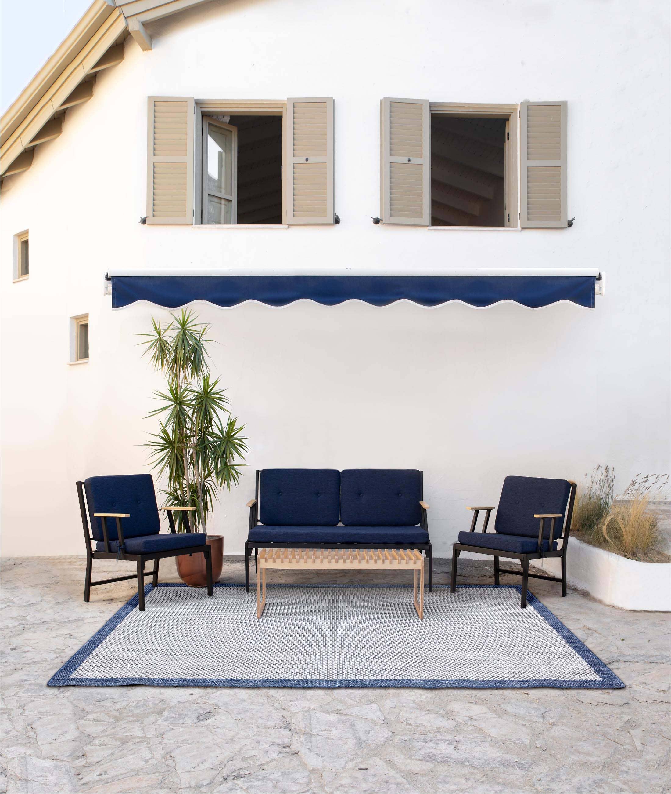 Multi Colored Koza Home Mist Navy Blue Single Garden Chair Black Skeleton 6004 Single for wholesale on Faire0