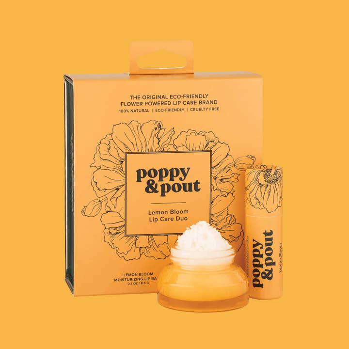 Poppy & Pout - Wholesale Lip Balm Set - Lip Care Duo, Lemon Bloom