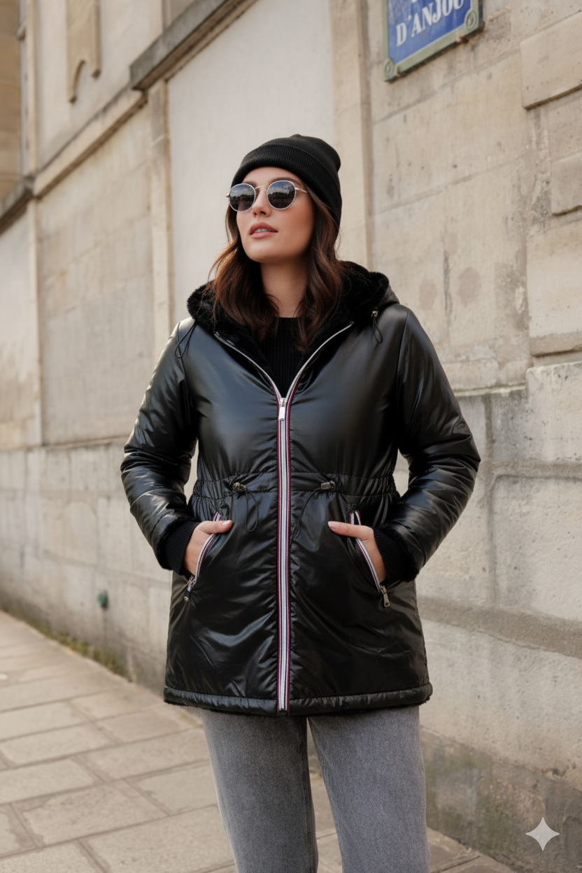 Attrait Paris - Vente Veste – femme - Veste en fourrure réversible à capuche GRANDE TAILLE7