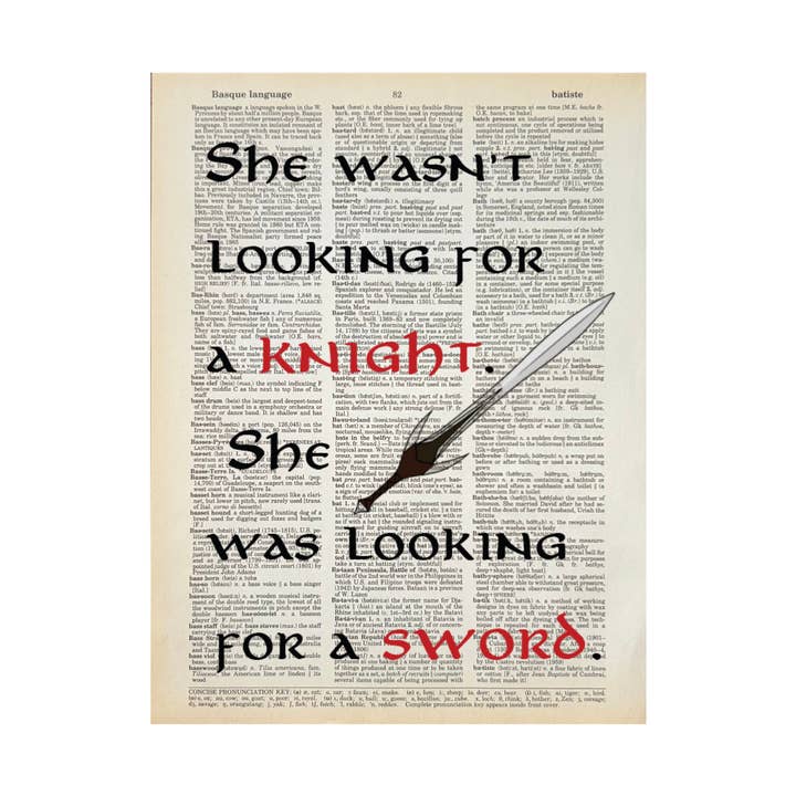 She wasn't looking | Dictionary Print | Vintage Book Art for wholesale by Bookish Birds