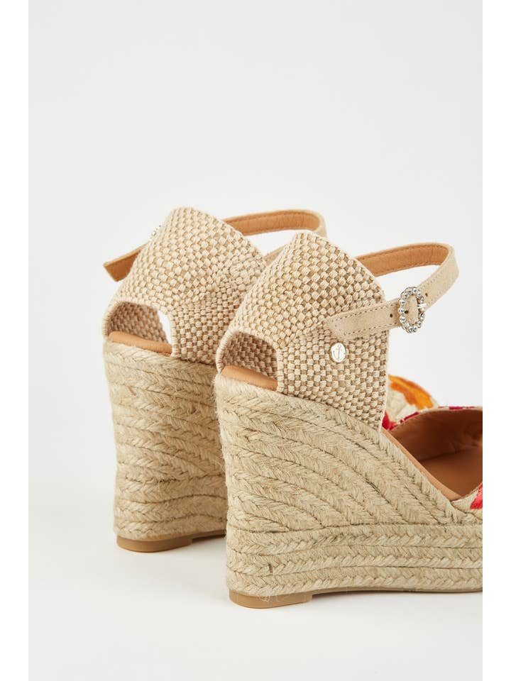 La Valeta Espadrilles-Ibera Factory Shoes slu - Venta al por mayor Zapatillas urbanas - Mujer - Camelia Peep Toe | Cuñas Bordadas3