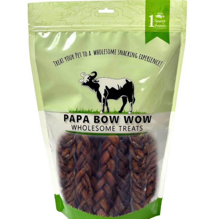 Papa Bow Wow Braided Intestine 12" 1 lb for wholesale by Canine Caviar