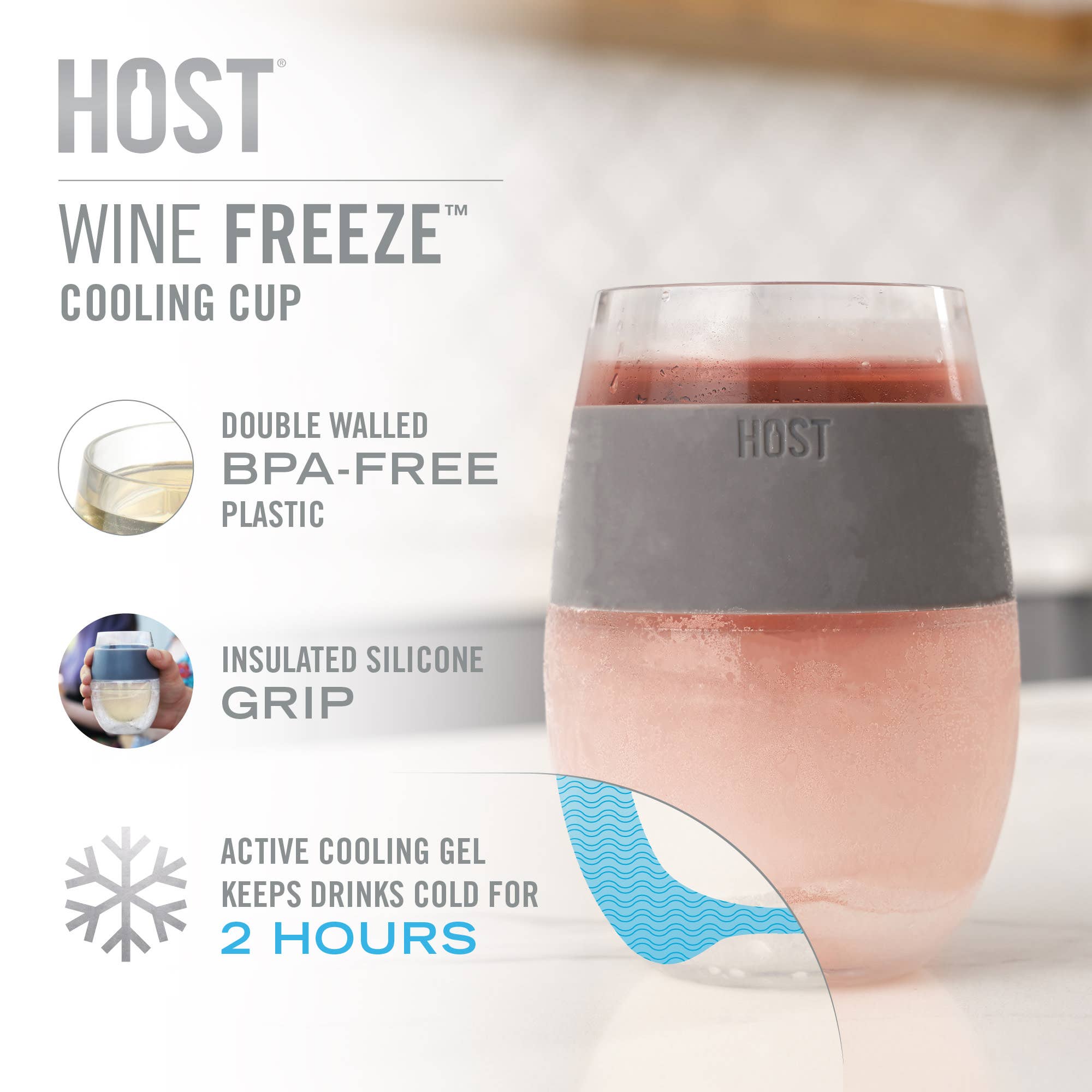HOST - Vente Verres à vin - Coupes de refroidissement Wine FREEZE™ avec gel réfrigérant en menthe, ensemble de 24
