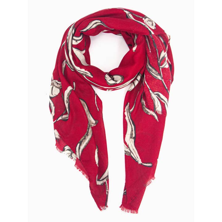 Sarta Accessories - Wholesale Scarf - Women's - Ashley Lightweight Scarf - Red, Large Floral