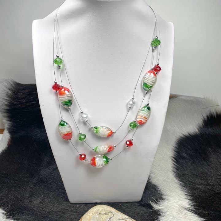 Fiona Accessories - Wholesale Jewelry Set - Necklace Earring set Illusion Lampwork Beaded2