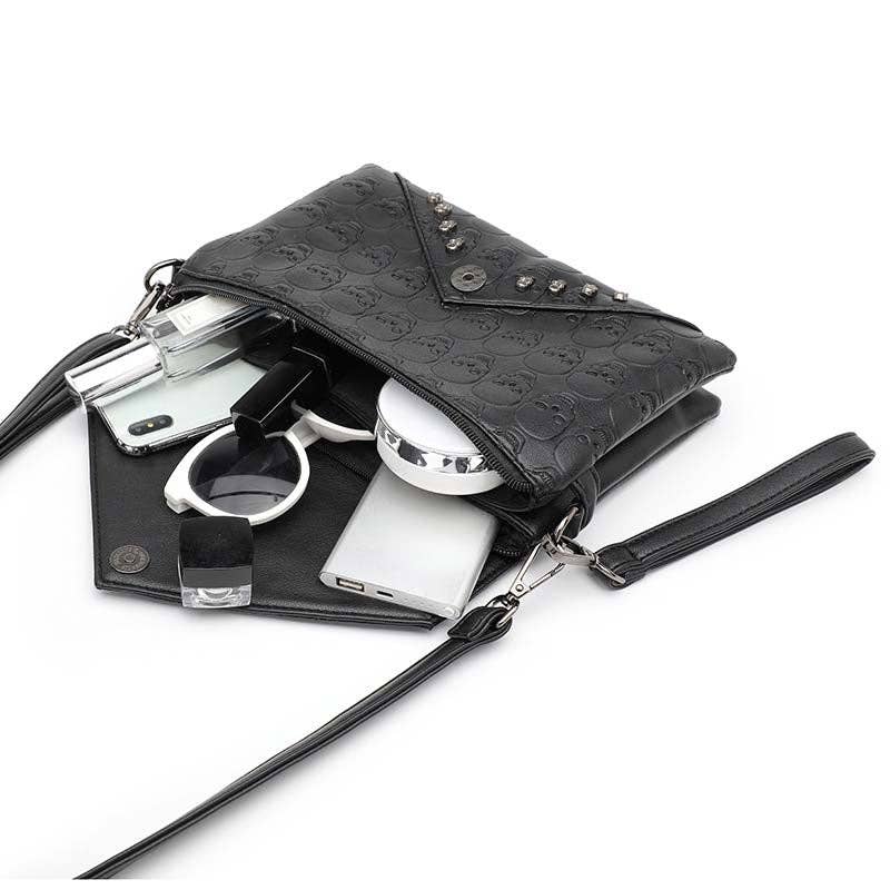 Black Embossed Skull Shoulder Bag for wholesale on Faire2