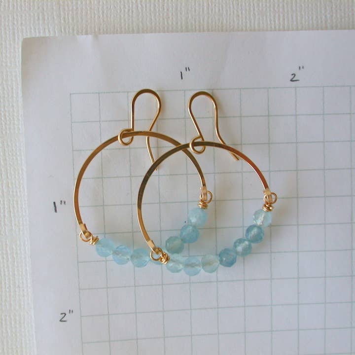 Linda Trent Jewelry – Großhandel Ohrhänger – Edelstein-Creolen. 14k Goldfüllung. Stein wählen.9