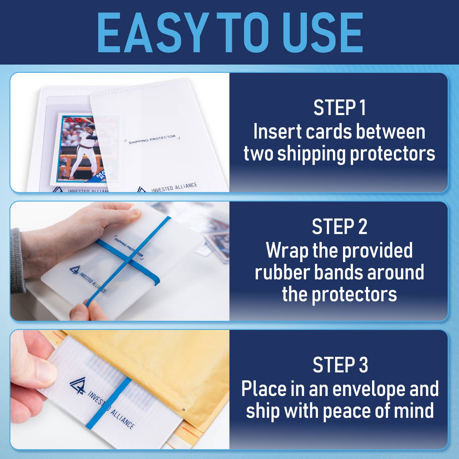 Invested Alliance LLC - Vente Jeu de cartes - Protecteur d'expédition pour cartes à collectionner 4x6 - Pack de 1006