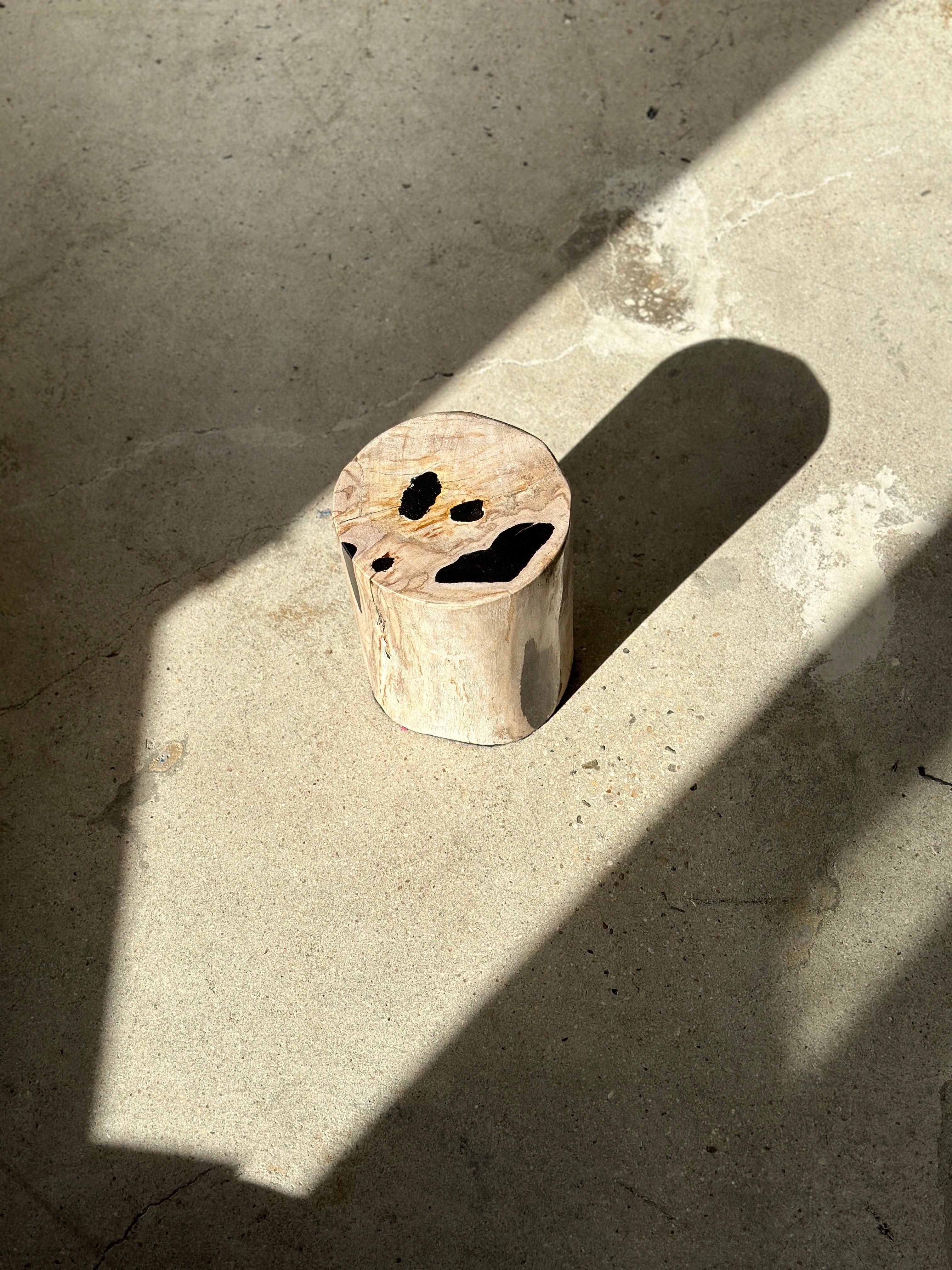 Office Objets - Wholesale Side Table - White petrified wood side table with black spots H:27.5 D:1811