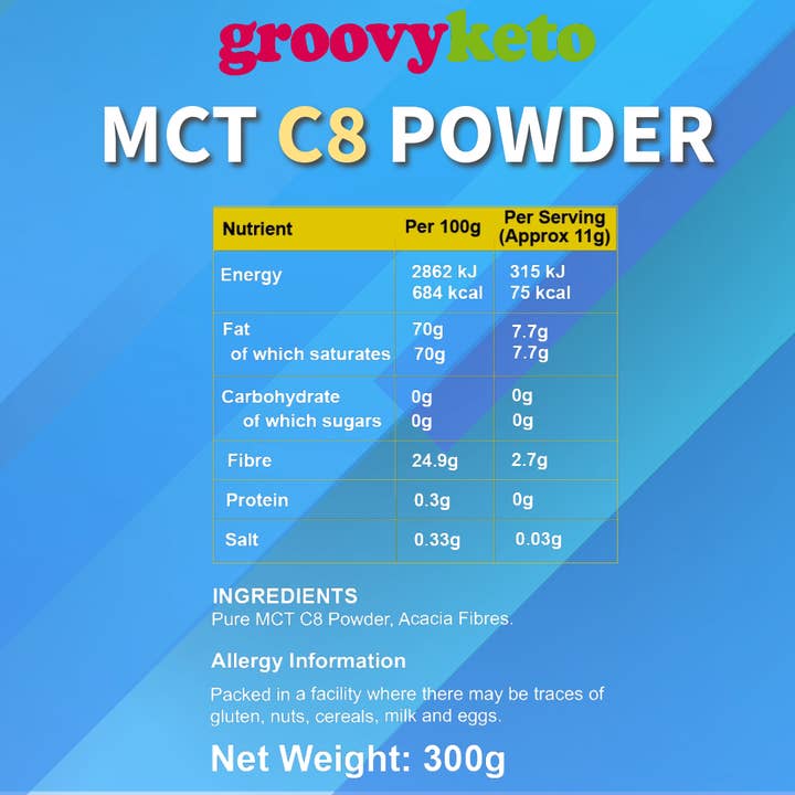 Groovy Keto - Wholesale Protein/Superfood Powder - Groovy Keto Pure MCT C8 Oil Powder