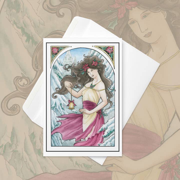 Holiday Nouveau Christmas Cards Spirits of Winter Series for wholesale by Angelic Shades Fine Art