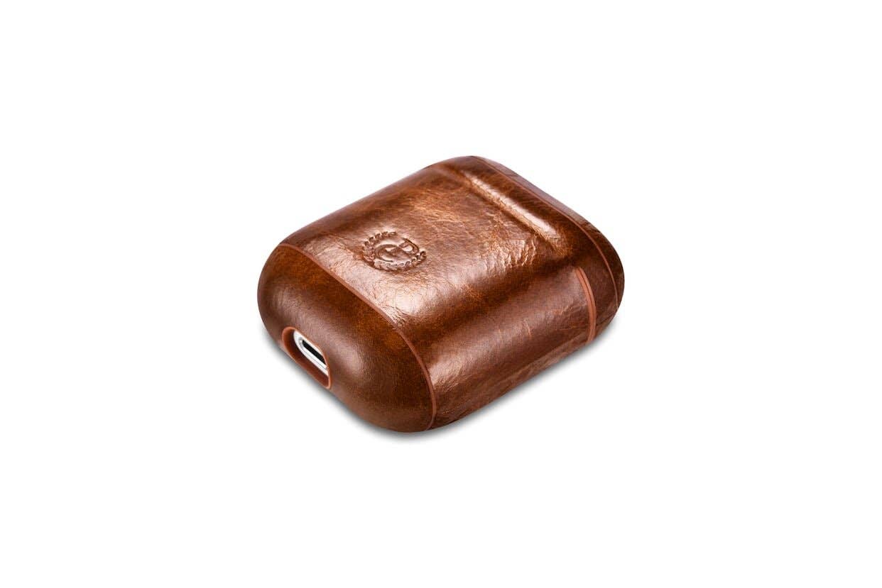 CairPods - Wholesale Airpod/Earbud Case - Men's - Luxury Premium Leather AirPods 1 & 2 Case - Light Brown2