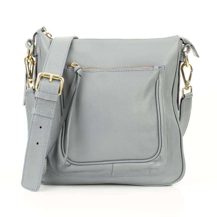 Square Leather Messenger Bag with Zippered Pocket RB 178 for wholesale by Leather Impressions Inc