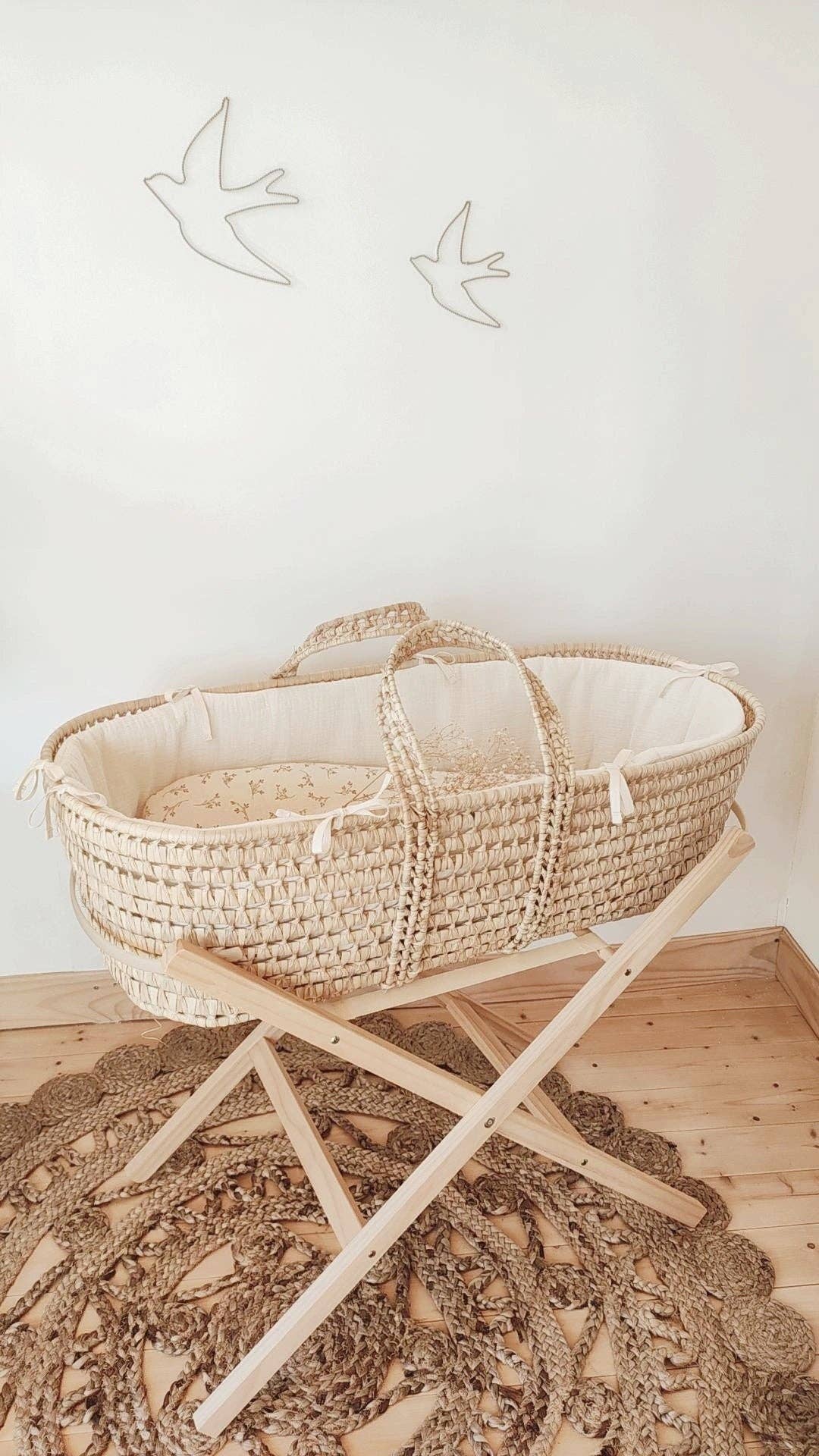 Les p'tites Merveilles de Bérénice – wholesale Bassinet – Baby – Baby bassinet and complete lining in ecru organic cotton double gauze10