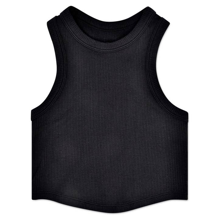 BLACK CROPPED RACER BACK TOP (SM/ MEDIUM (7-10)) for wholesale by Iscream